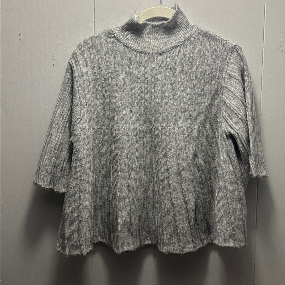 Maeve Short Sleeve Mock Neck Swing Sweater Gray Size Small - Picture 5 of 7